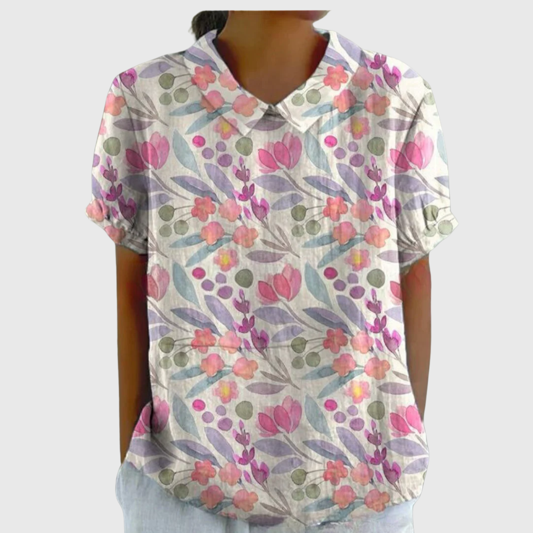 Emma - Vintage Floral Blouse with Effortless Comfort