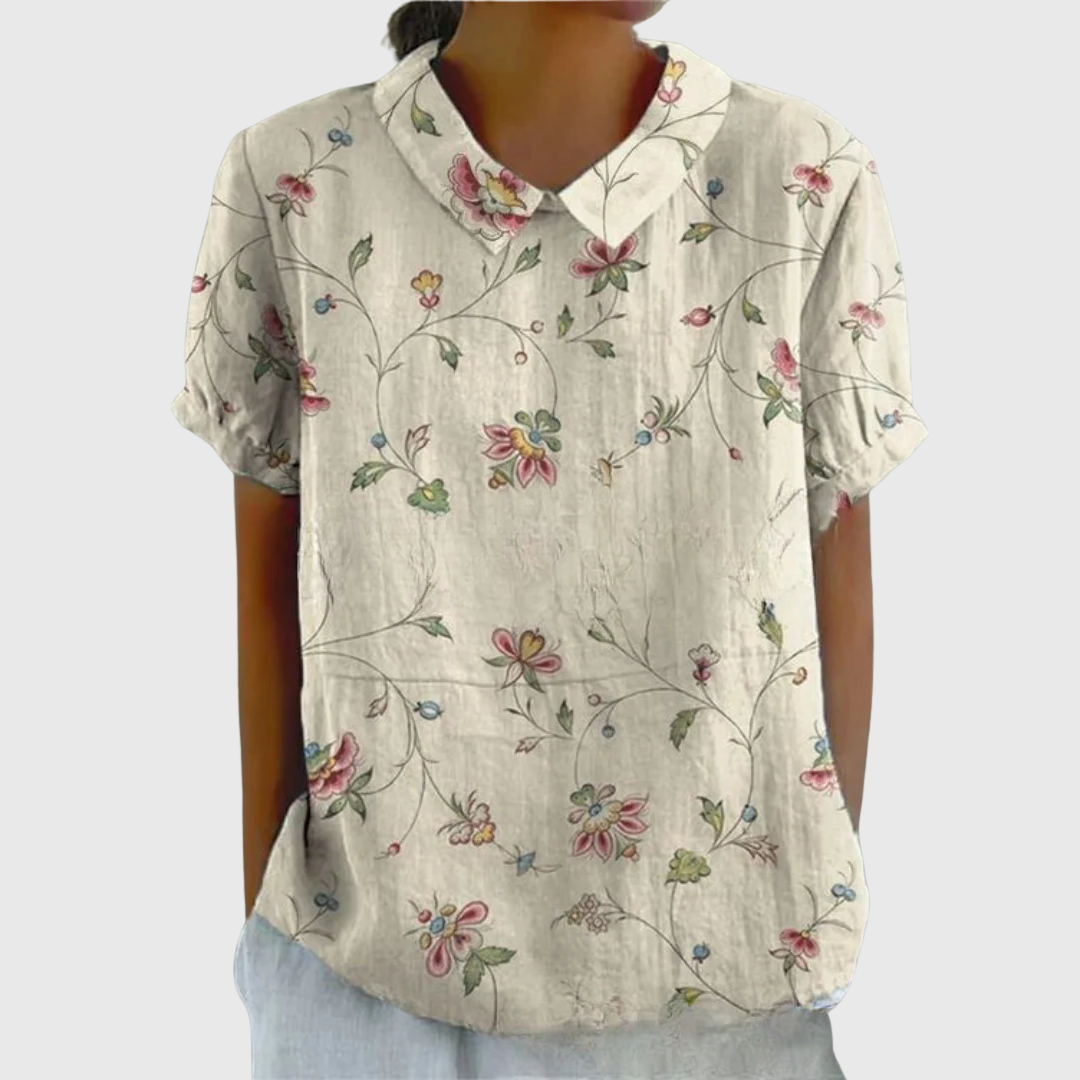 Emma - Vintage Floral Blouse with Effortless Comfort