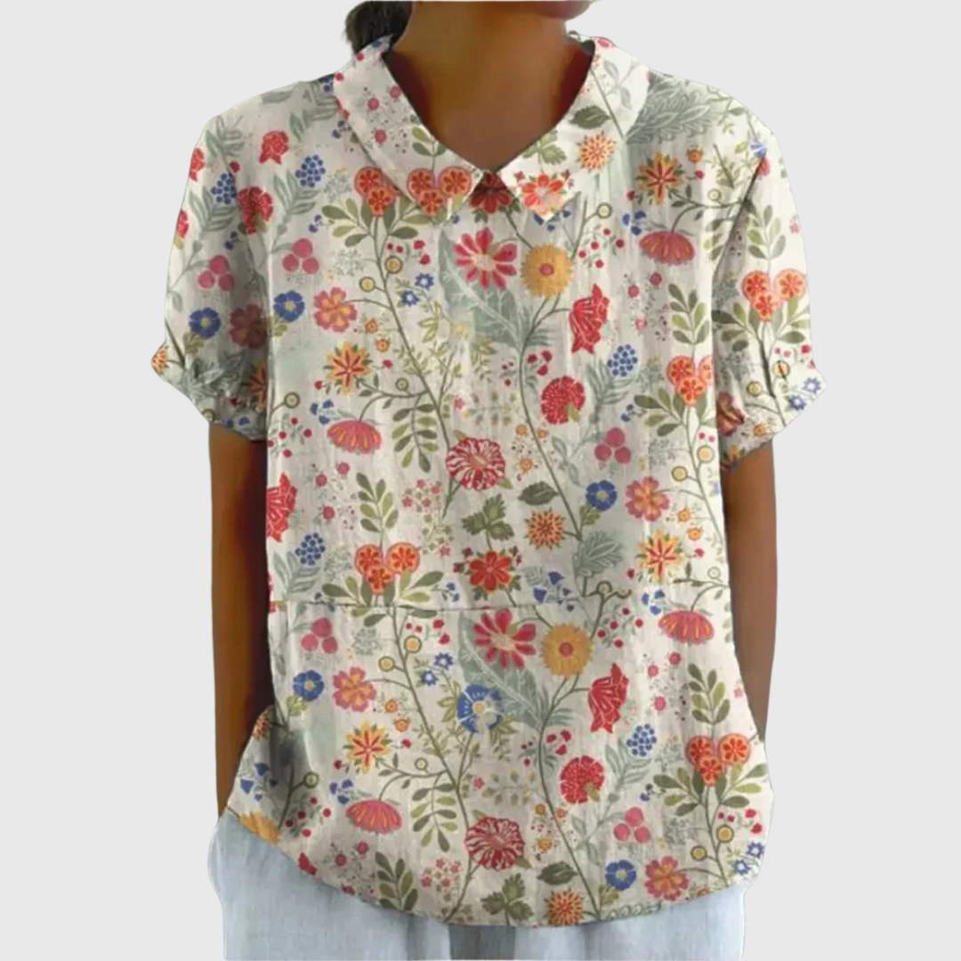 Emma - Vintage Floral Blouse with Effortless Comfort