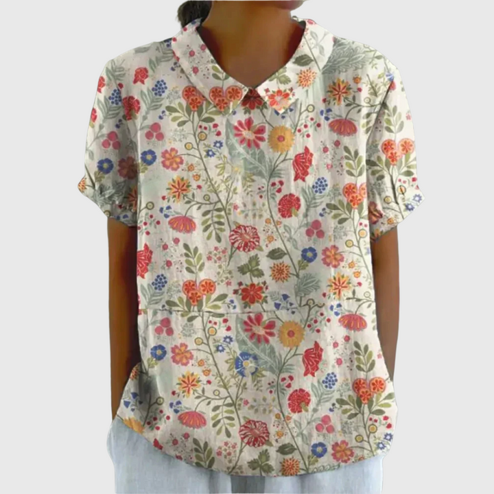 Emma - Vintage Floral Blouse with Effortless Comfort