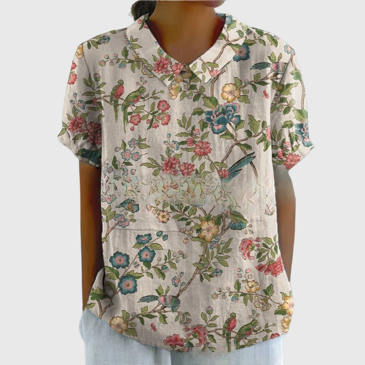 Emma - Vintage Floral Blouse with Effortless Comfort