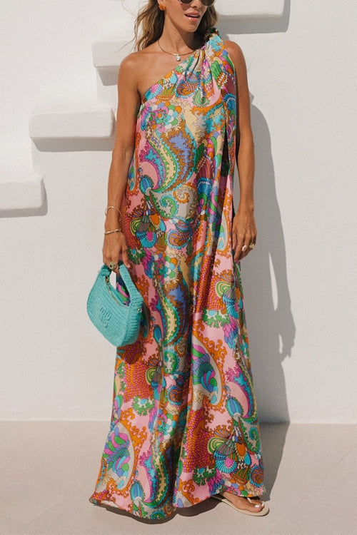 Azmira – One-Shoulder Tie Knot Maxi Dress