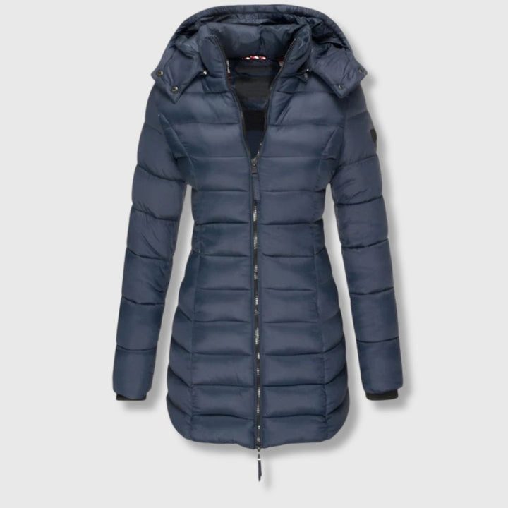 Dana - Long down jacket with hooded warmth