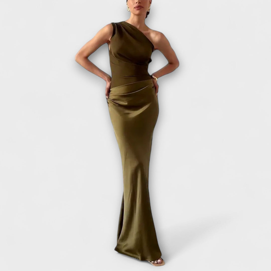 Serena | One-Shoulder Pleated Maxi Dress