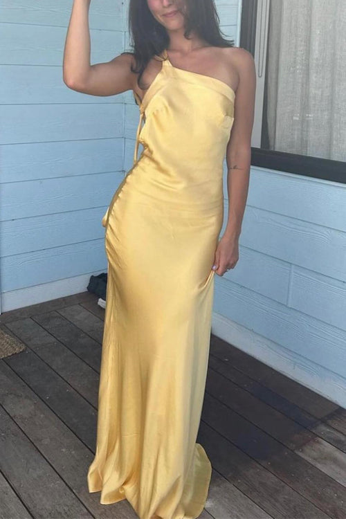Virella – One-Shoulder Satin Tie-Back Maxi Dress