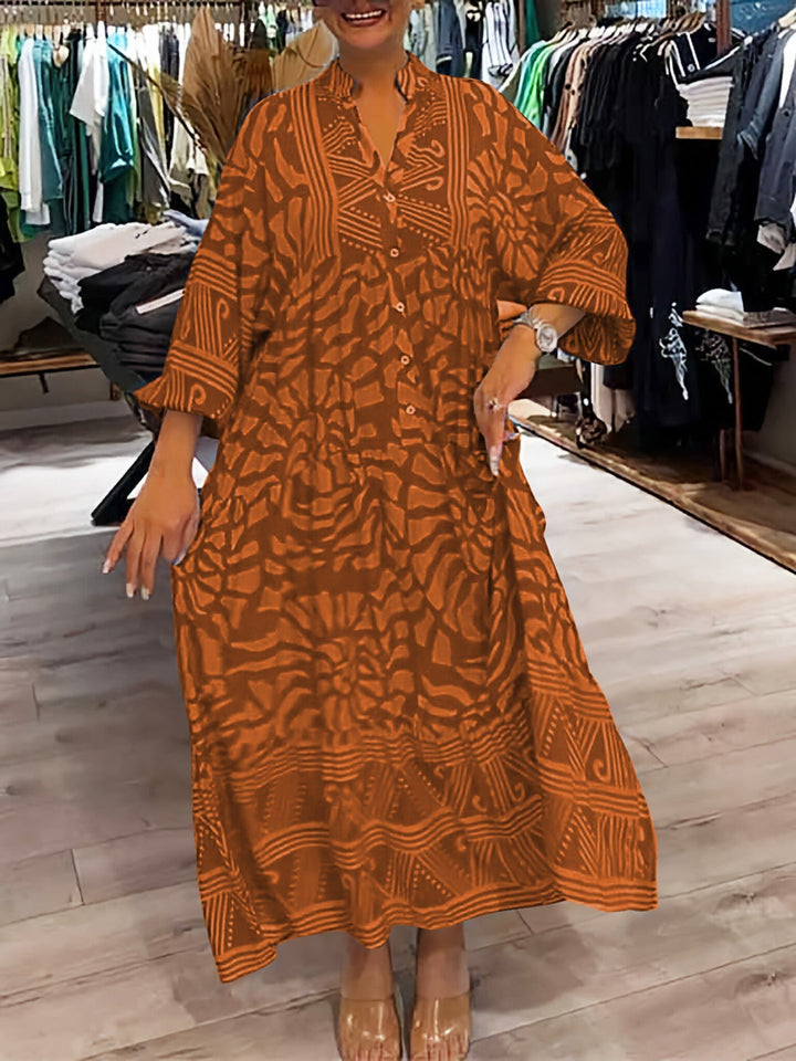 Marivelle – Printed V-Neck Dress