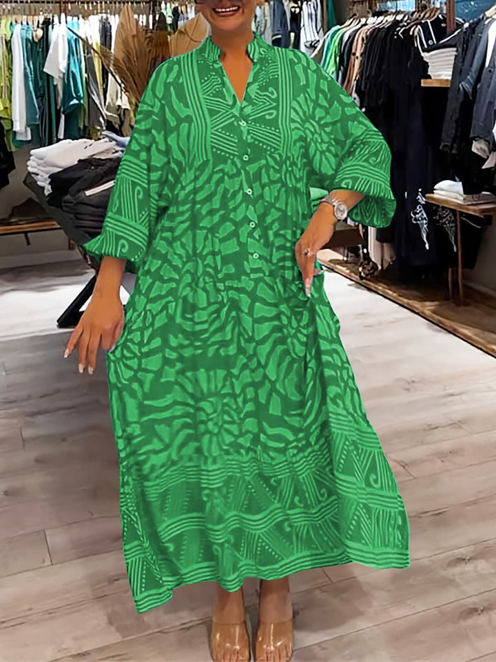 Marivelle – Printed V-Neck Dress