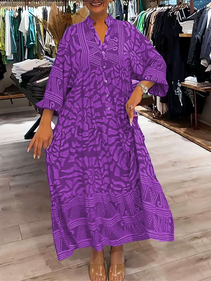 Marivelle – Printed V-Neck Dress