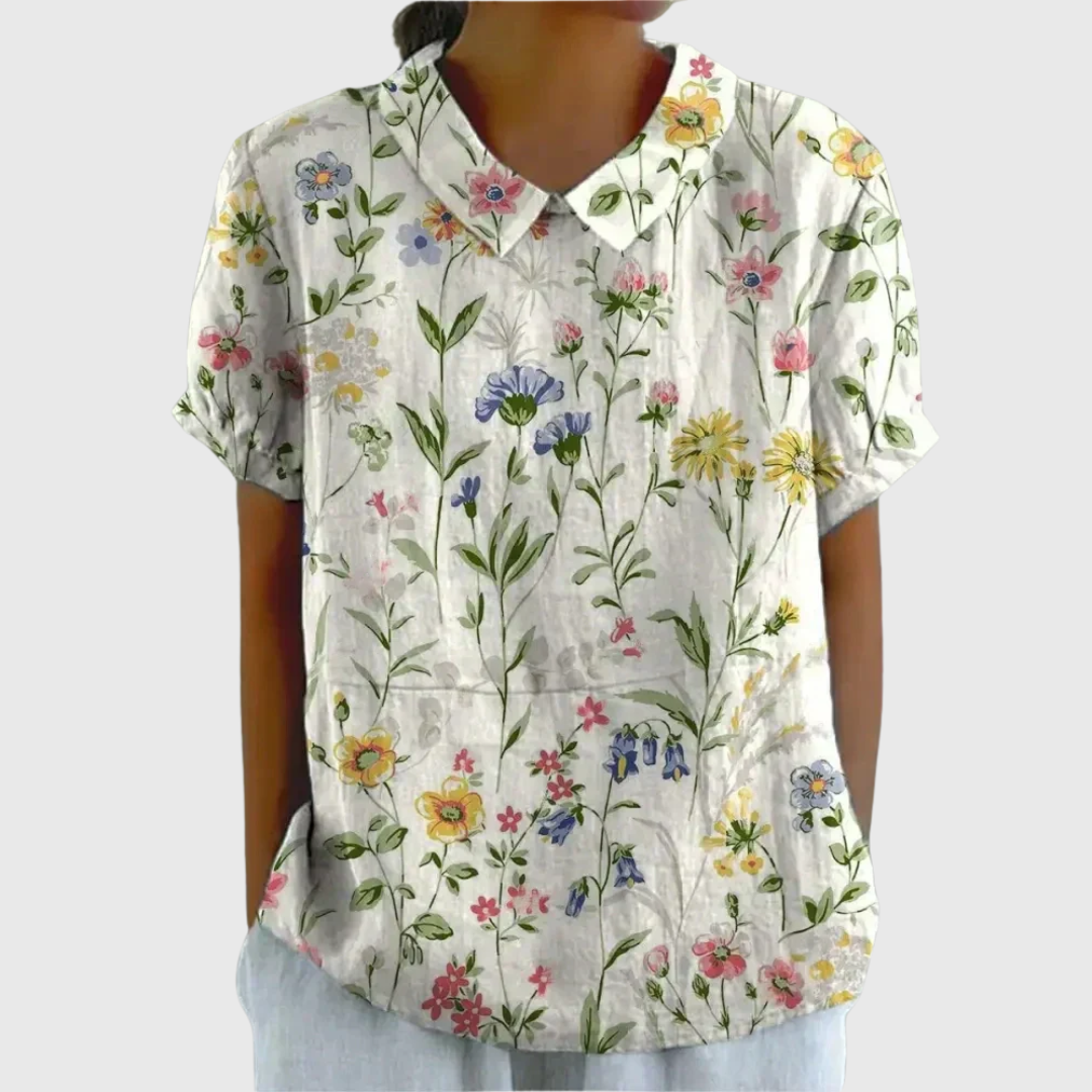 Emma - Vintage Floral Blouse with Effortless Comfort