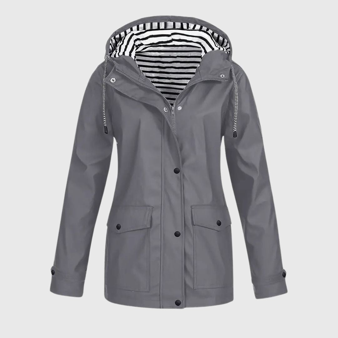 Olivia - Elegant Striped Rain Jacket