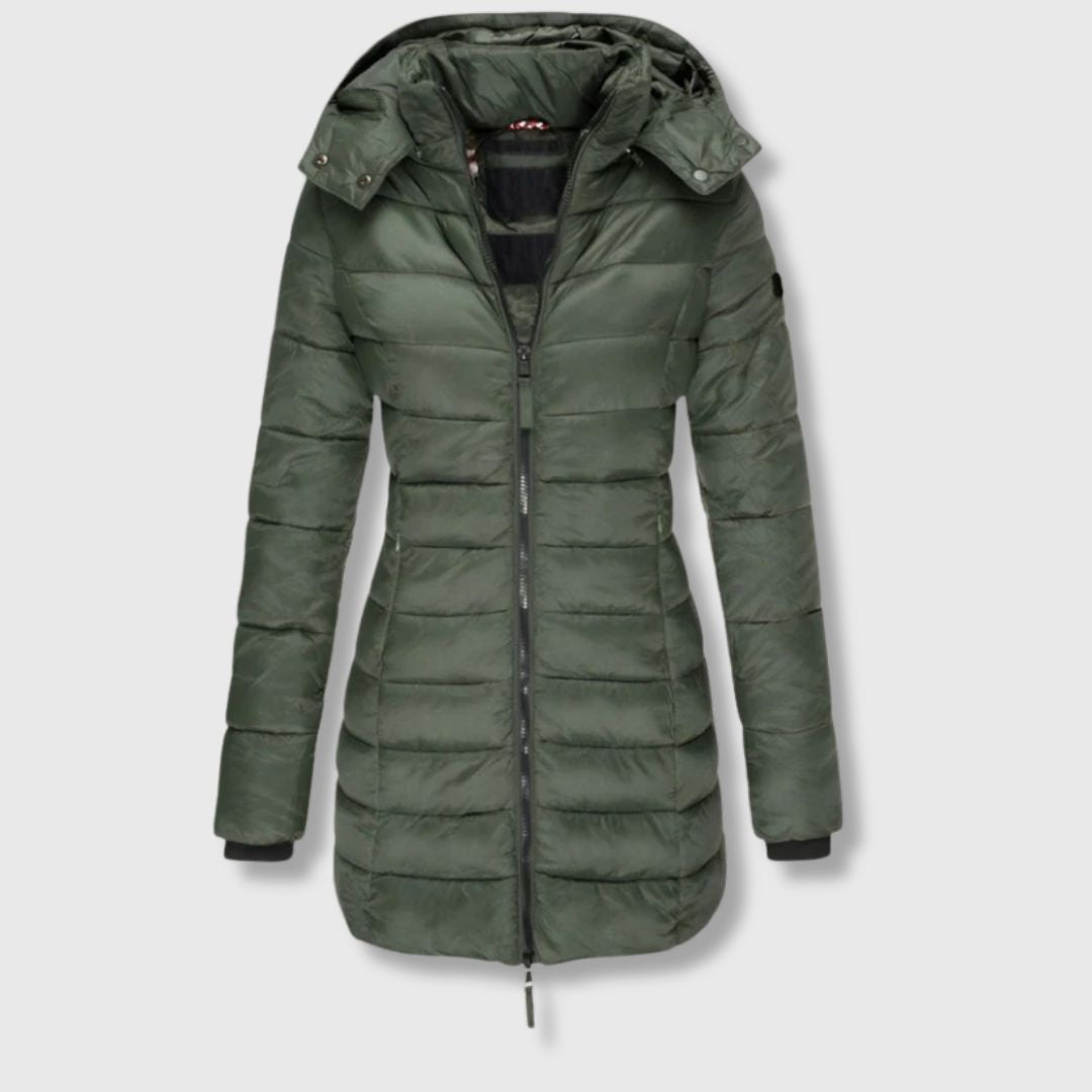Dana - Long down jacket with hooded warmth