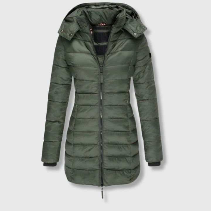 Dana - Long down jacket with hooded warmth