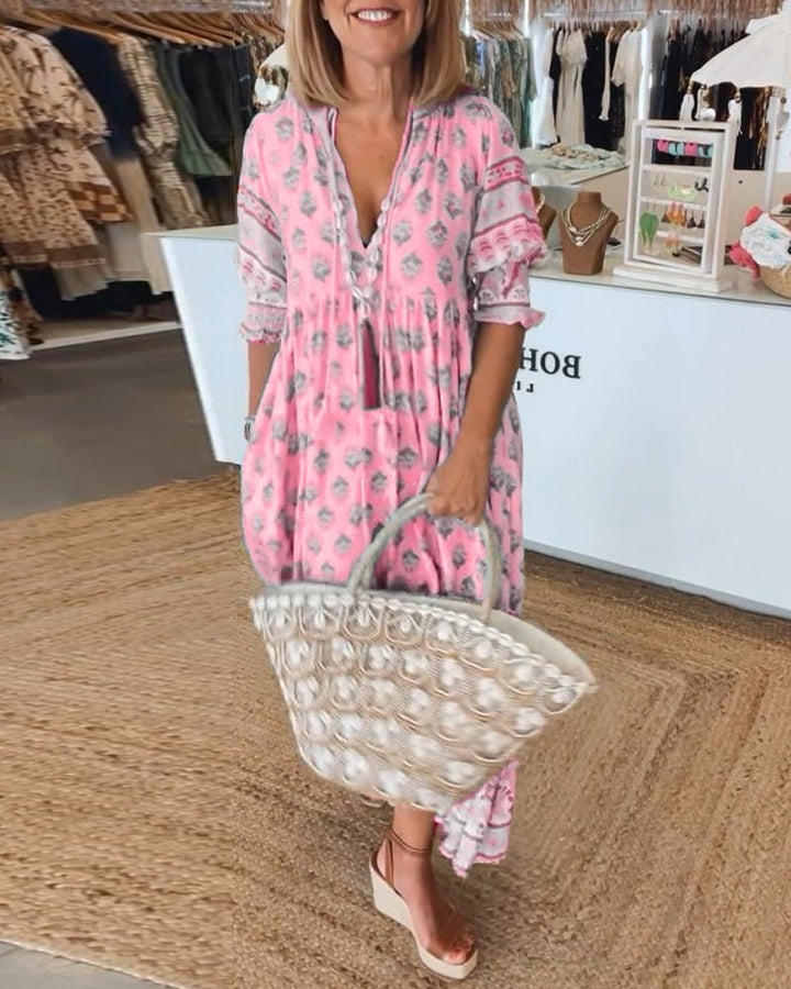 Zailene – Boho Tassel Midi Dress
