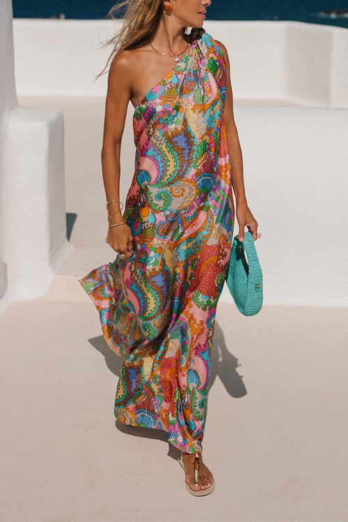 Azmira – One-Shoulder Tie Knot Maxi Dress
