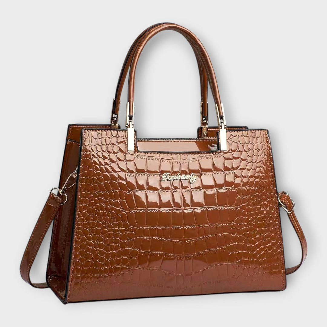 Lara. - Glossy Crocodile Pattern Handbag