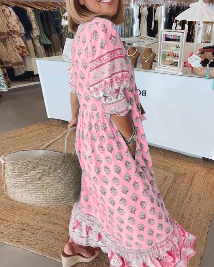 Zailene – Boho Tassel Midi Dress