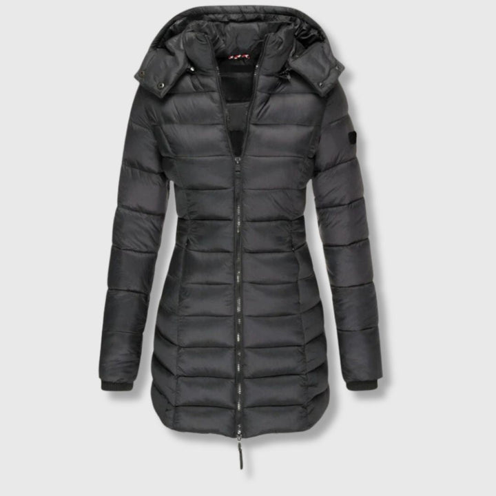 Dana - Long down jacket with hooded warmth