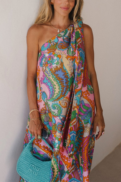 Azmira – One-Shoulder Tie Knot Maxi Dress