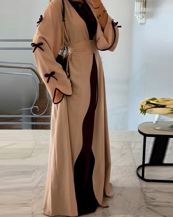Elegant Bow Cardigan & Dress Two-Piece Set