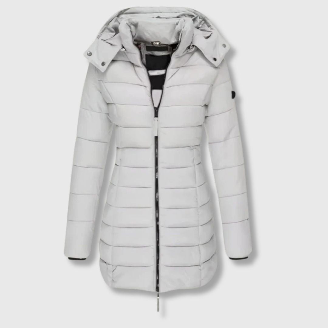 Dana - Long down jacket with hooded warmth