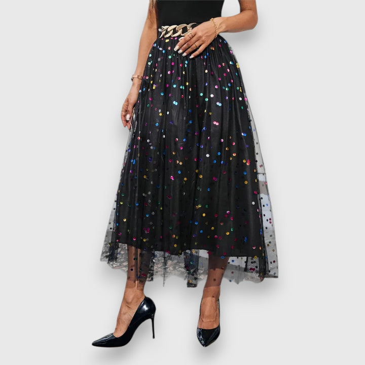 Laurie – Soft Polka Dot Skirt with Flowing Shape