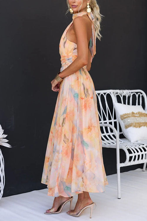 Marina – Halter Neck Open-Back Maxi Dress