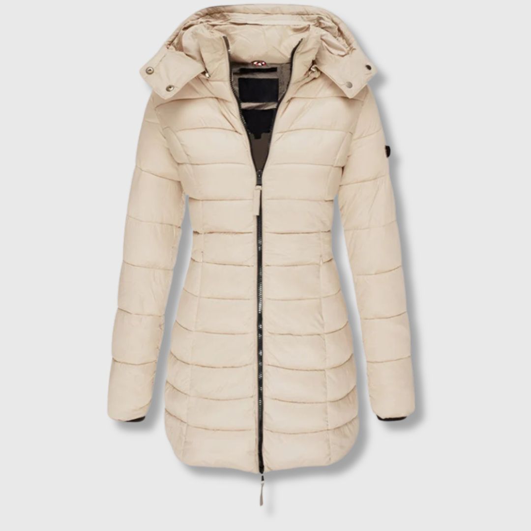 Dana - Long down jacket with hooded warmth