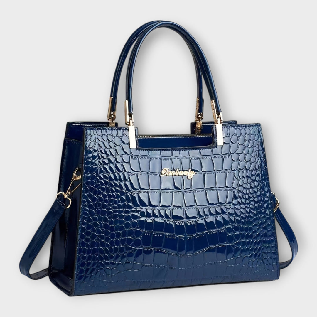 Lara. - Glossy Crocodile Pattern Handbag