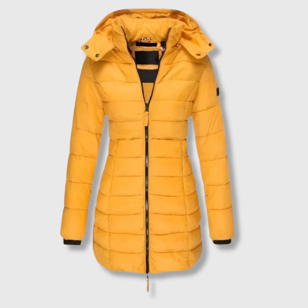 Dana - Long down jacket with hooded warmth