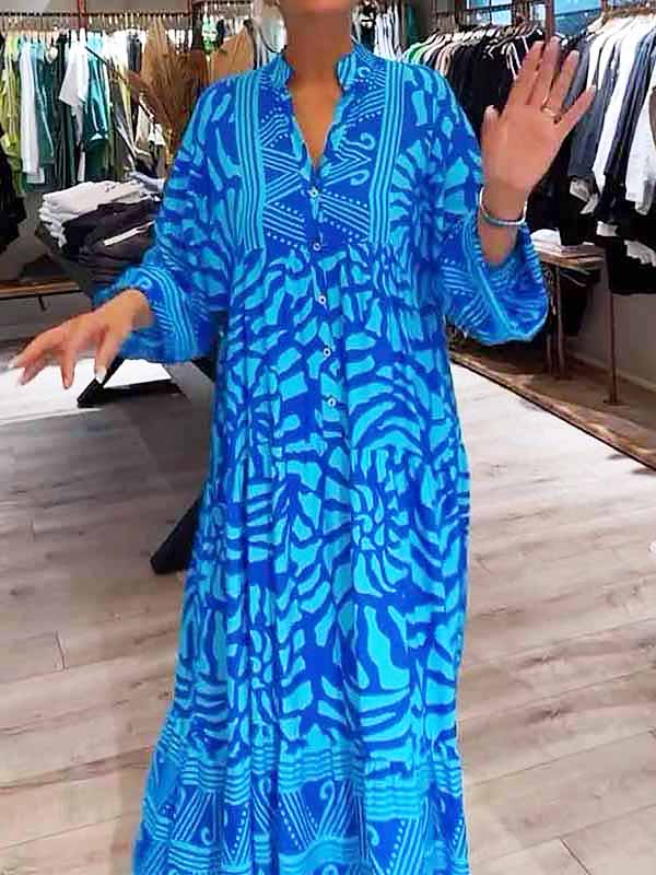 Marivelle – Printed V-Neck Dress