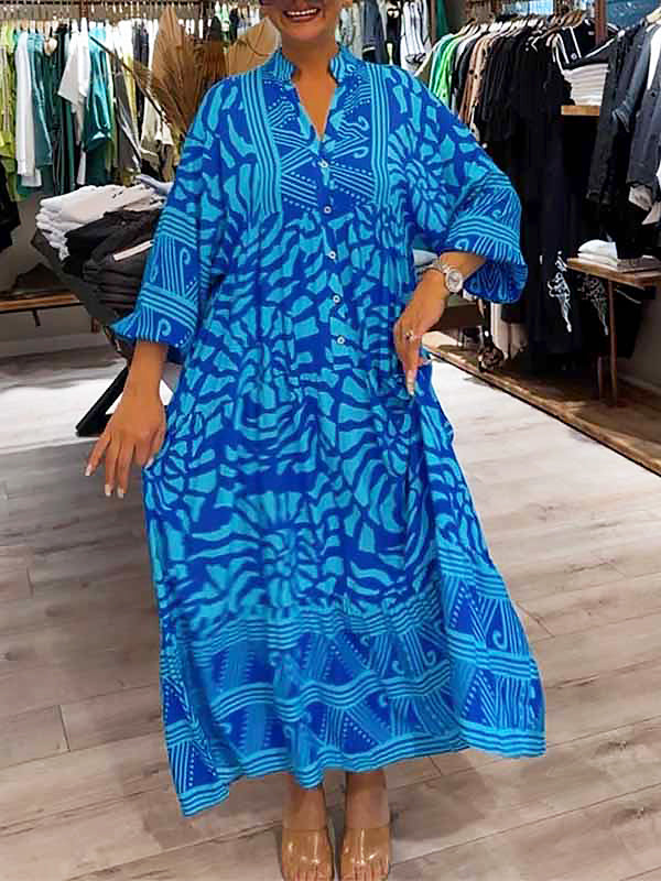 Marivelle – Printed V-Neck Dress