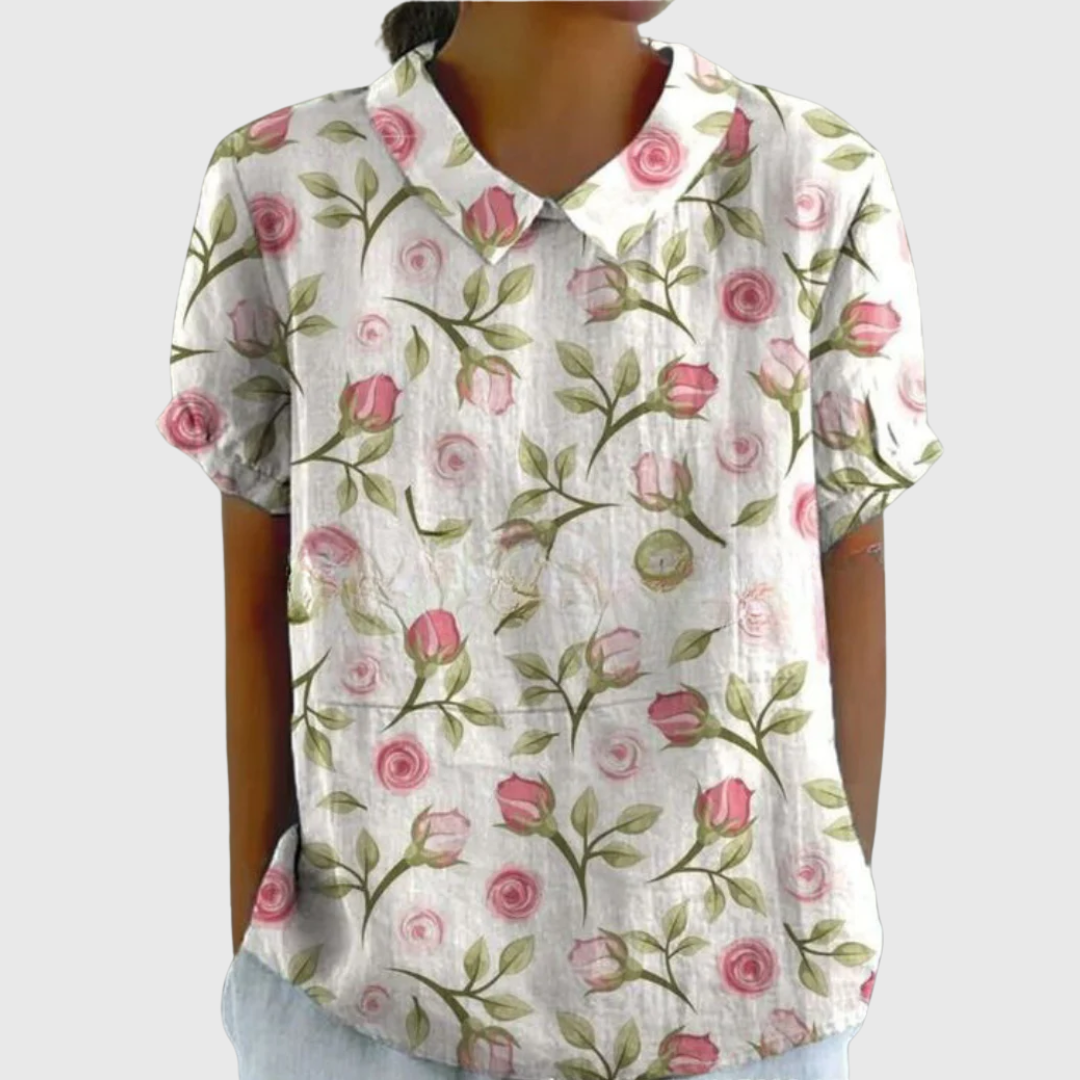 Emma - Vintage Floral Blouse with Effortless Comfort