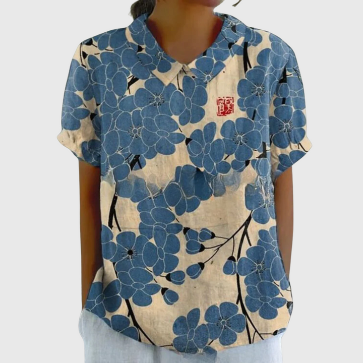 Emma - Vintage Floral Blouse with Effortless Comfort
