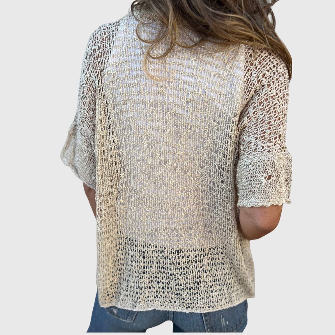 Cassie – Soft Knit V-Neck Top with Gentle Detail