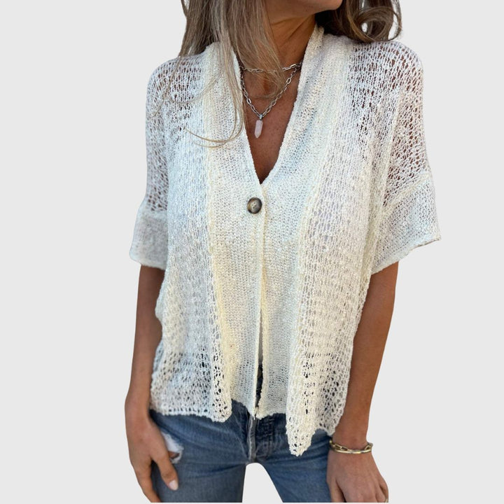 Cassie – Soft Knit V-Neck Top with Gentle Detail