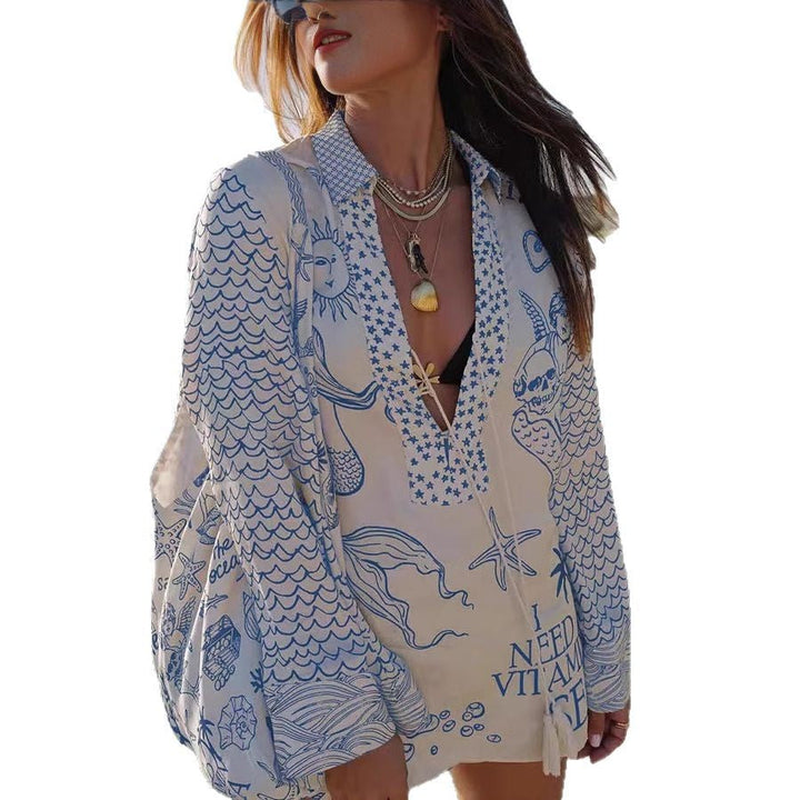 Zanira – Satin Print Tassel Shirt &amp; Shorts Set