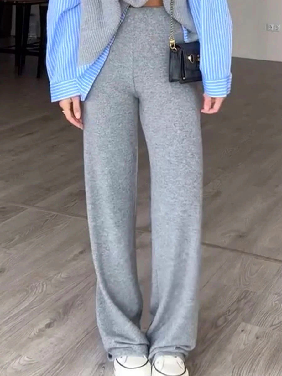Striped Shirt Knitted Fake Two-piece Set
