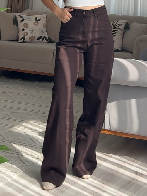 Brown Lace-up Casual Two-piece Suit