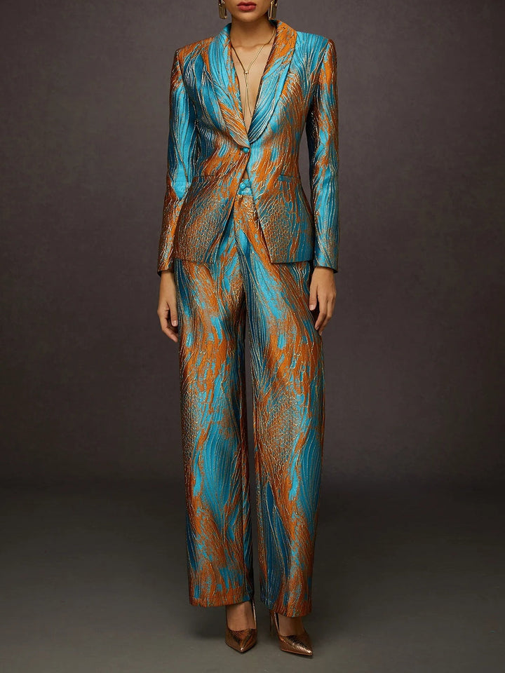 Elegant Jacquard Two-piece Suit