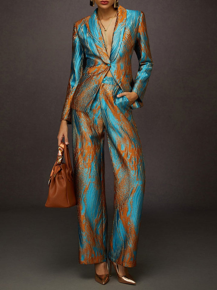Elegant Jacquard Two-piece Suit