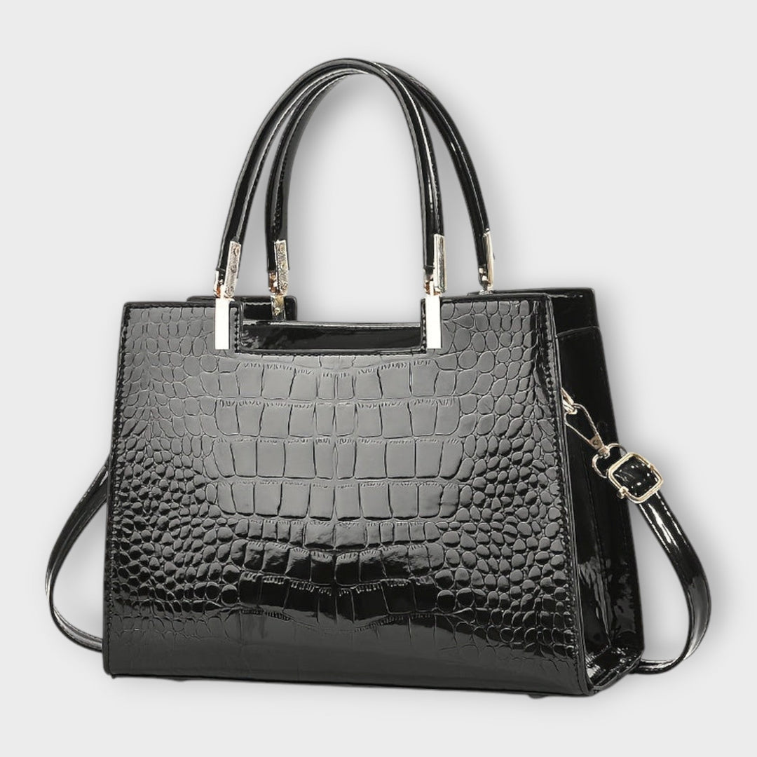 Lara. - Glossy Crocodile Pattern Handbag