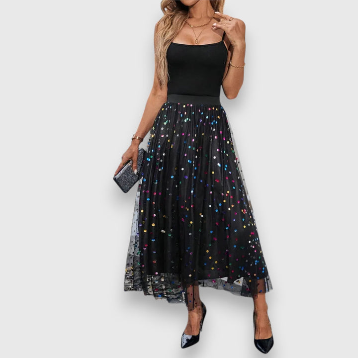 Laurie – Soft Polka Dot Skirt with Flowing Shape
