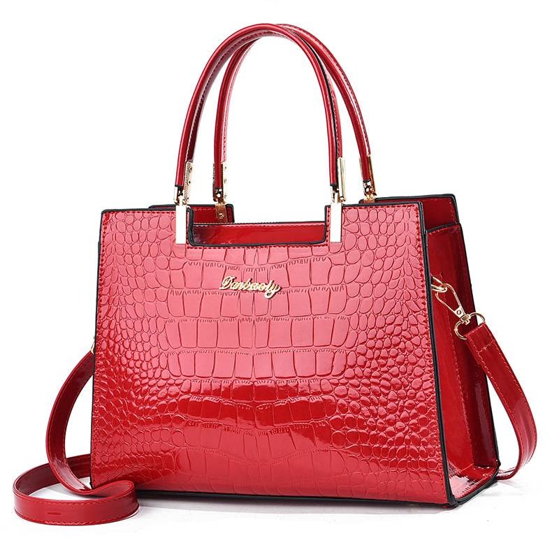 Lara. - Glossy Crocodile Pattern Handbag