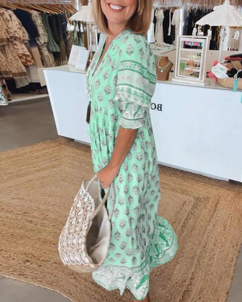 Zailene – Boho Tassel Midi Dress