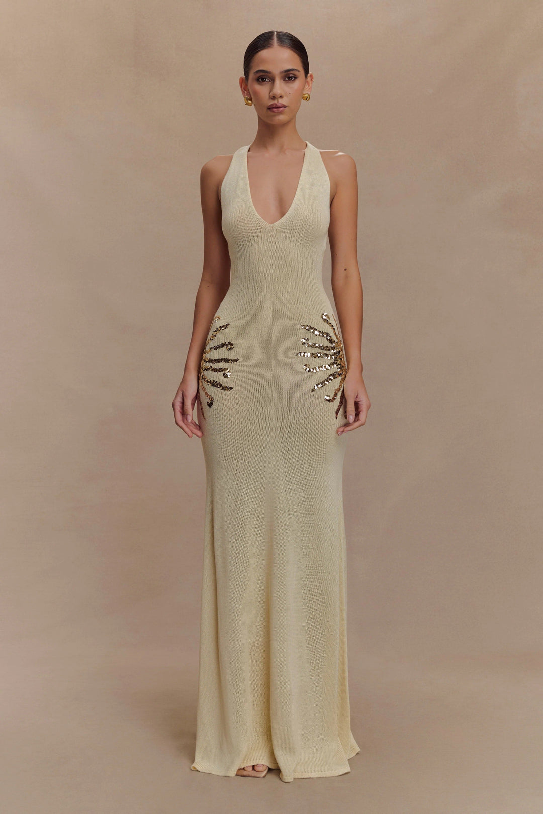 Zarielle – Sequin Cross-Back Stretch Maxi Dress
