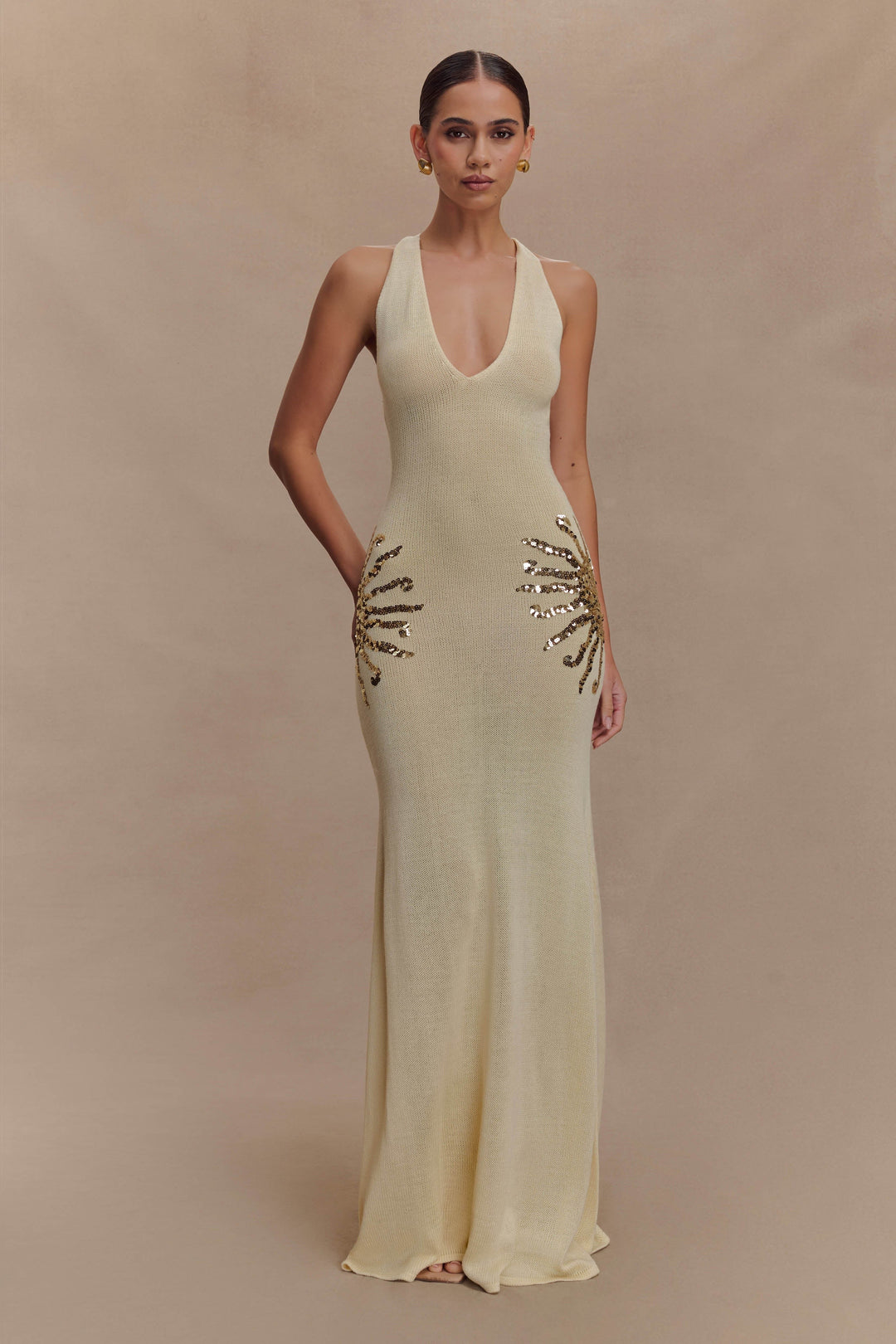 Zarielle – Sequin Cross-Back Stretch Maxi Dress