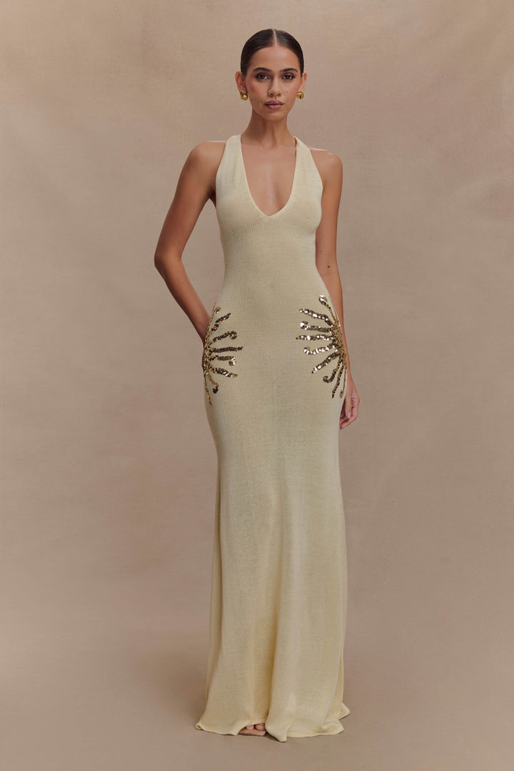 Zarielle – Sequin Cross-Back Stretch Maxi Dress
