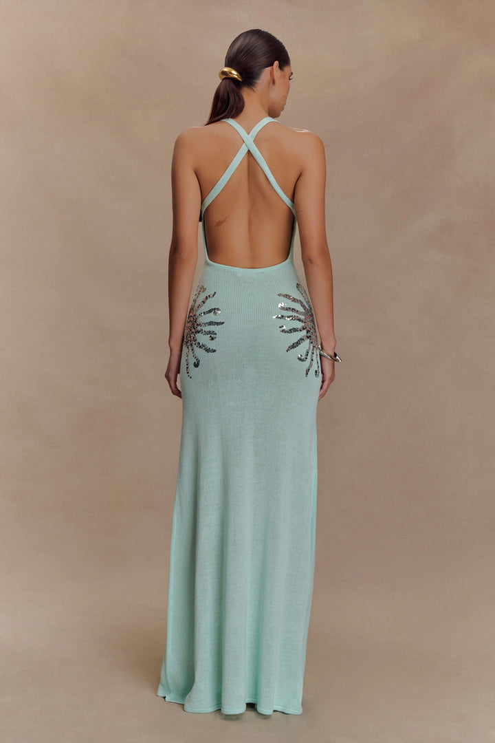 Zarielle – Sequin Cross-Back Stretch Maxi Dress
