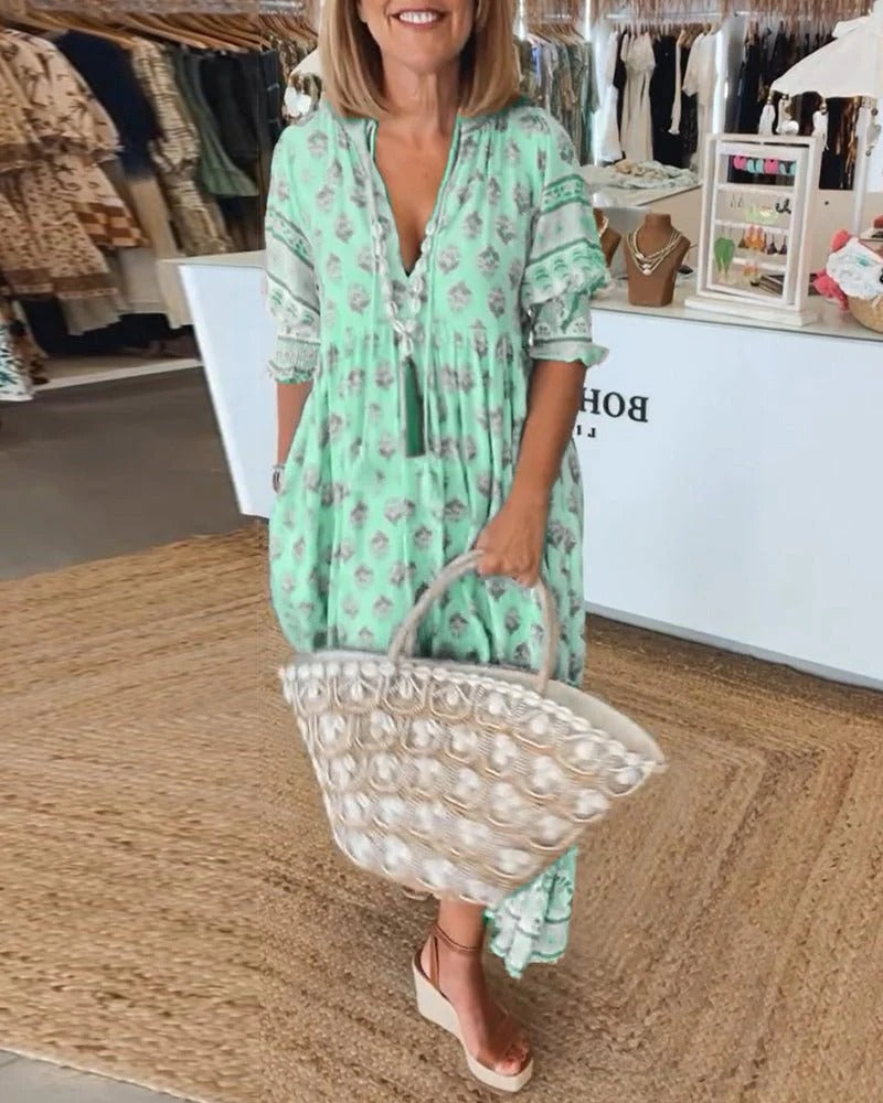 Zailene – Boho Tassel Midi Dress