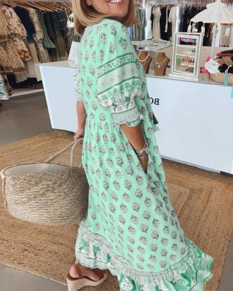 Zailene – Boho Tassel Midi Dress